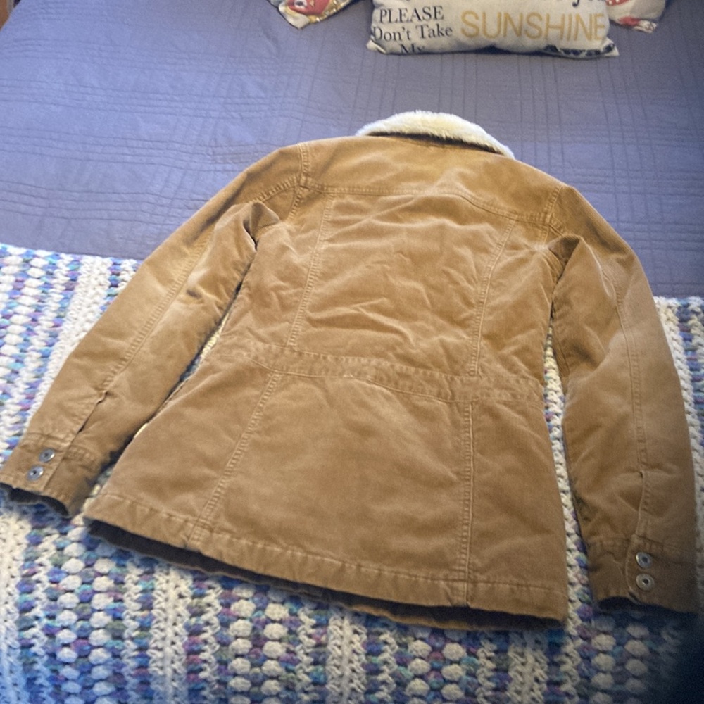 Hollister Brown Jacket with Cream Faux Fur Collar - Picture 6 of 7